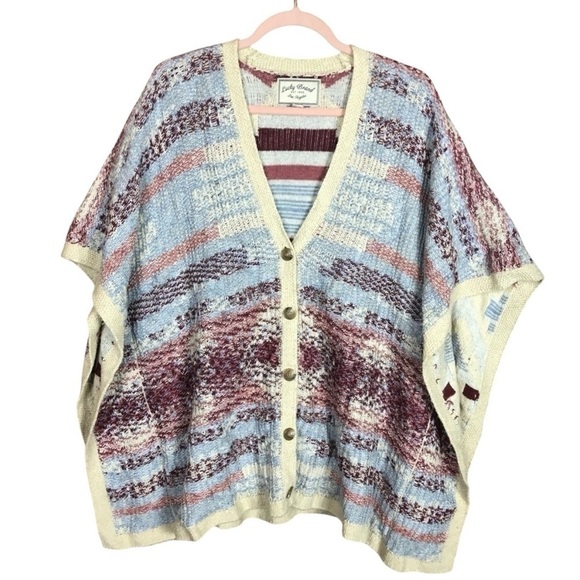 Lucky brand intarsia‎ button up poncho - Picture 1 of 10